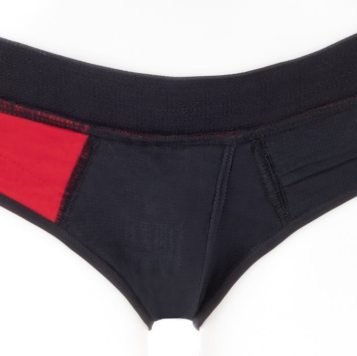SpareParts Tomboi Cover Brief Style Underwear Harness Nylon Red/Black 3XL