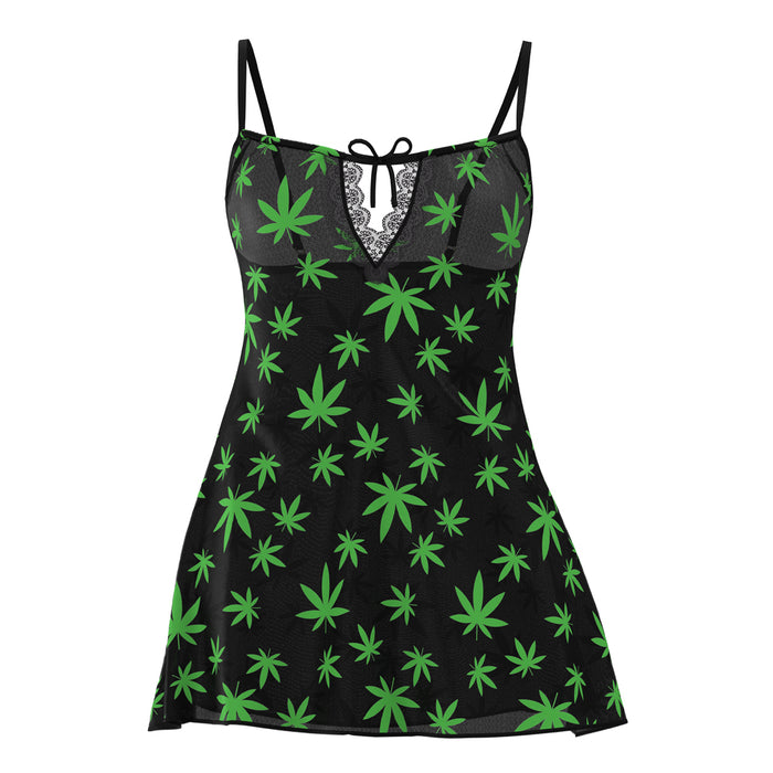 Magic Silk Hazy Dayz Dress & G-String Set Pot Leaf S/M