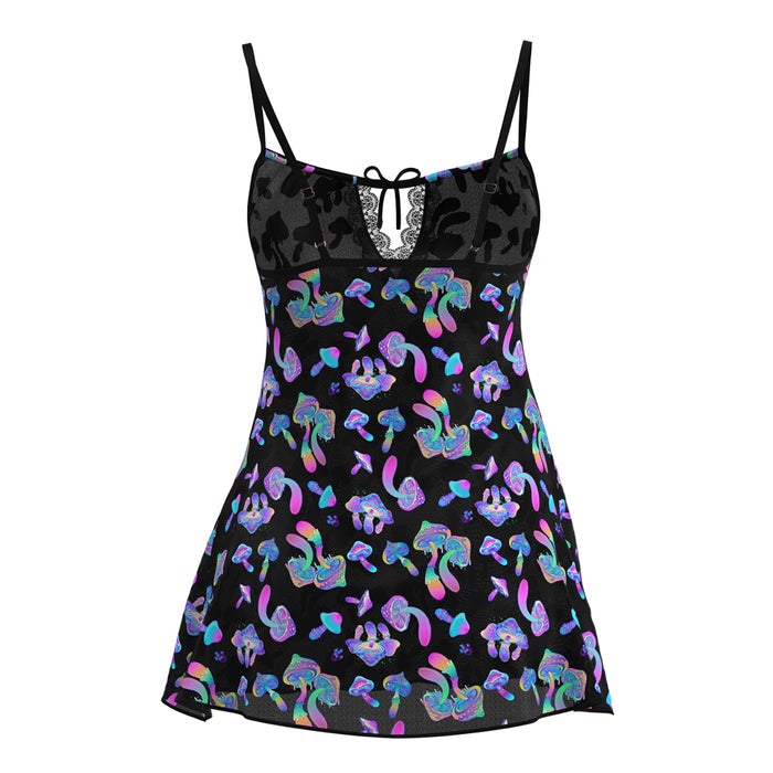 Magic Silk Hazy Dayz Dress & G-String Set Mushroom S/M