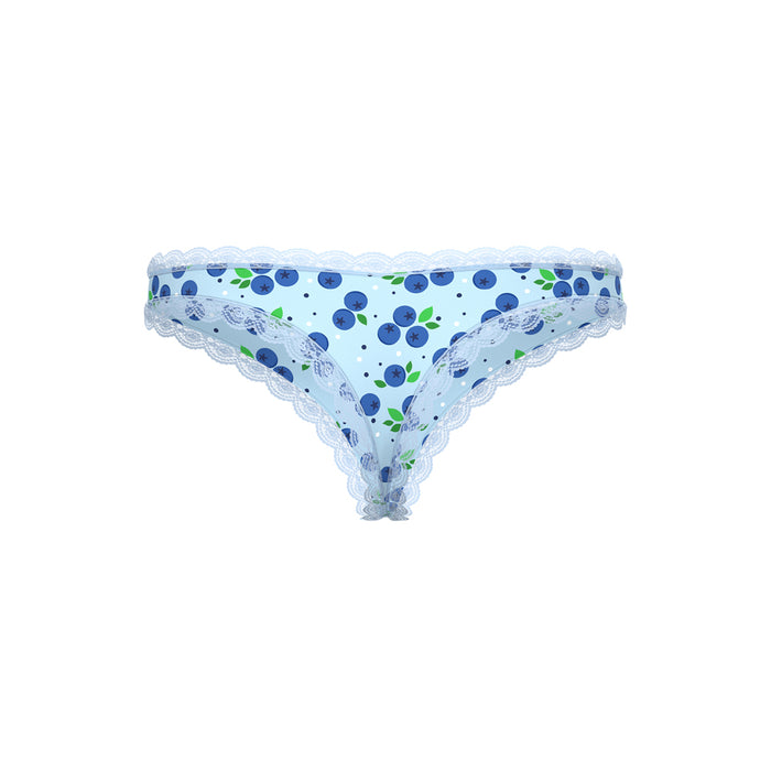Magic Silk Sweet Treats Crotchless Thong with Lube Blueberry S/M
