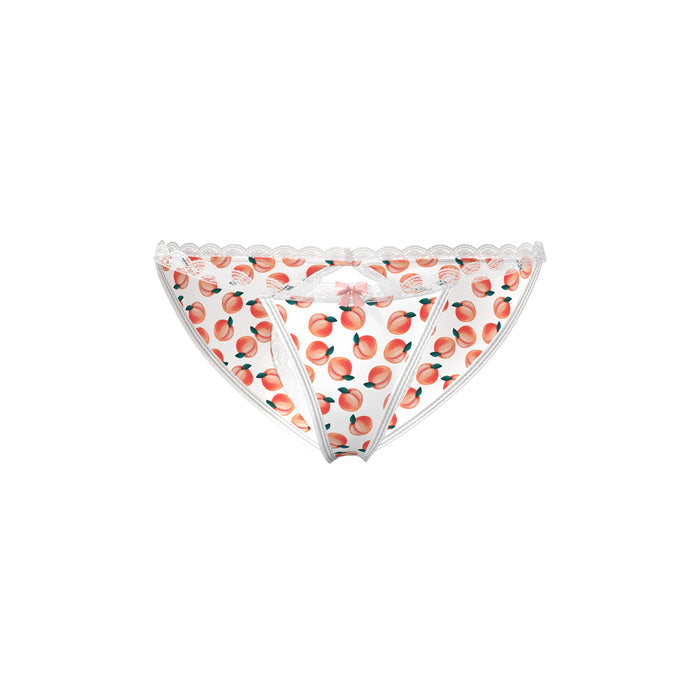 Magic Silk Sweet Treats Split Back & Crotchless Panty with Lube Peach L/XL