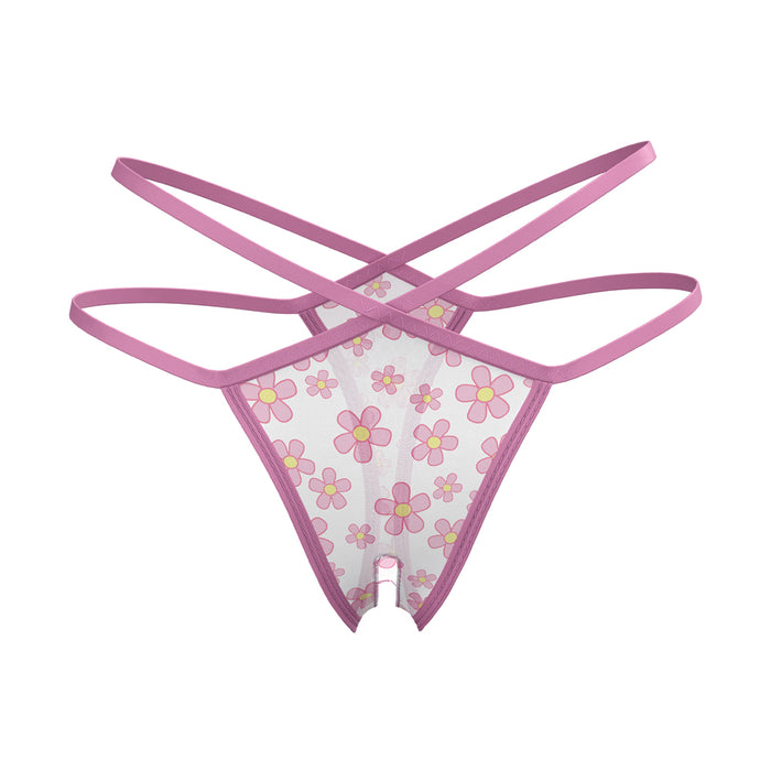 Magic Silk Daisy Split Crotch Thong Daisy Print S/M