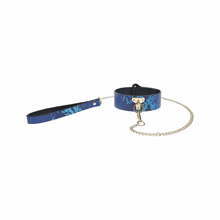 Ouch! Florence Collection Collar with Leash Blue