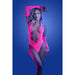 Fantasy Lingerie Glow Flashback UV Reactive Rhinestone Fishnet Teddy & Gloves/Warmers O/S