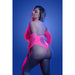 Fantasy Lingerie Glow Flashback UV Reactive Rhinestone Fishnet Teddy & Gloves/Warmers Queen Size