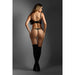 Fantasy Lingerie Edge Quilted Wetlook/Mesh Longline Underwire Bra & Strappy G-String Panty L/XL