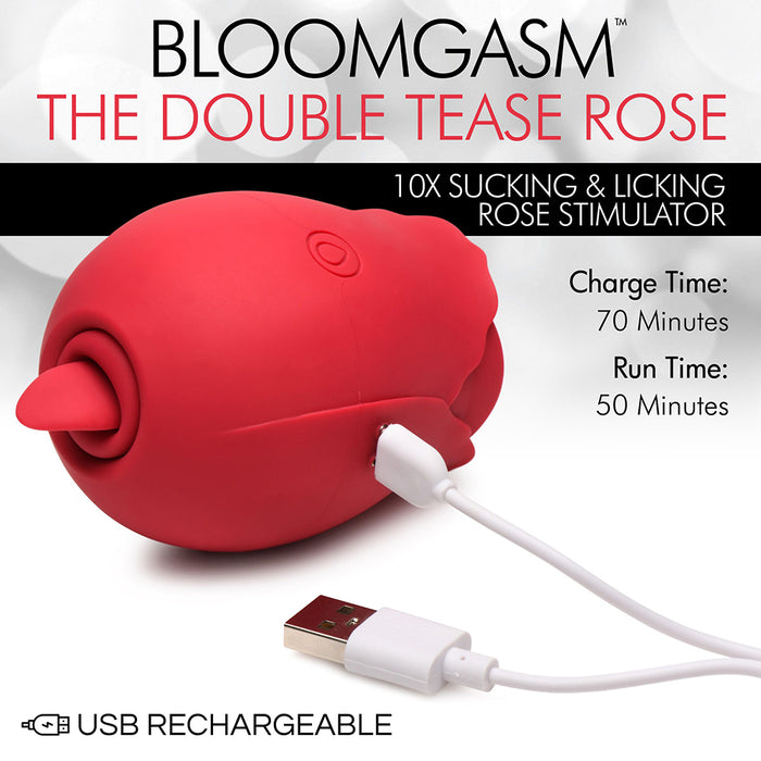 Bloomgasm The Double Tease Rose 10X Sucking & Licking Rose Stimulator