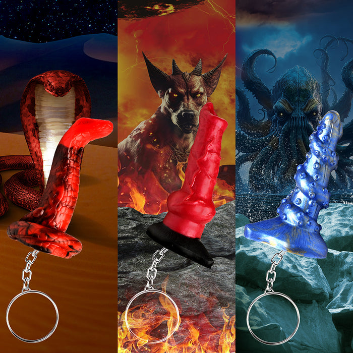 Creature Cocks Hell-Hound, Lord Kraken & King Cobra Silicone Keychain Set