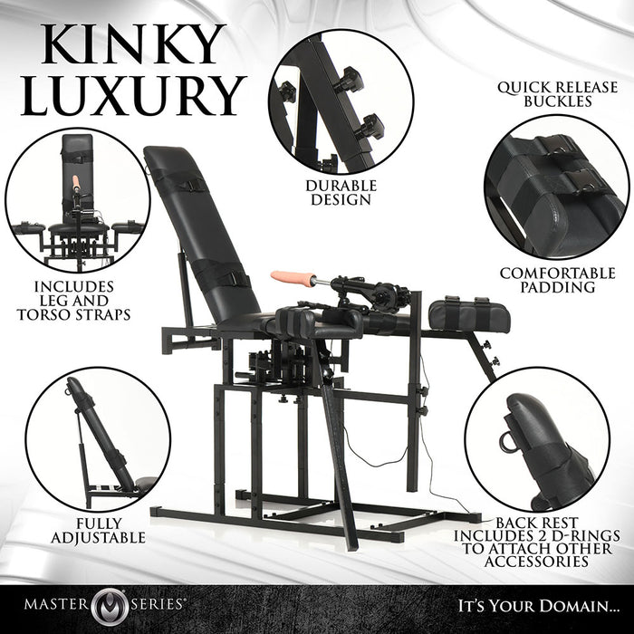 Master Series Leg Spreader Obedience Chair with Sex Machine