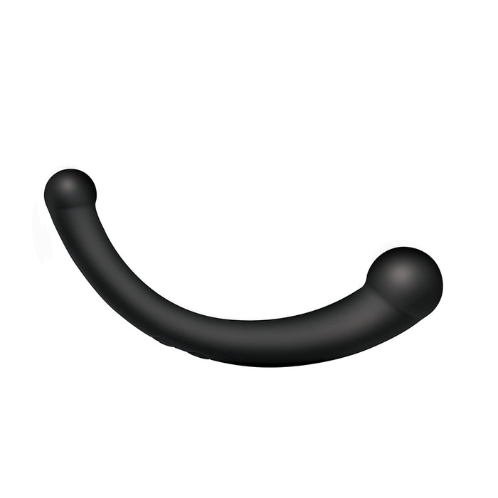 Master Series 10X Vibra-Crescent Vibrating Silicone Dual Ended Dildo Black