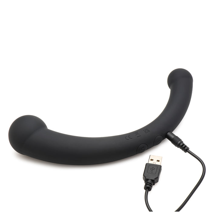 Master Series 10X Vibra-Crescent Vibrating Silicone Dual Ended Dildo Black