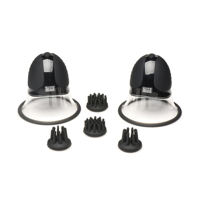 Size Matters 10X Rotating Silicone Nipple Suckers with 4 Attachments Black