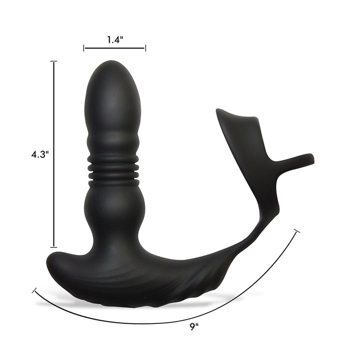 Thunderplugs 10X Thrusting Silicone Vibrator with Cock & Ball Strap & Remote