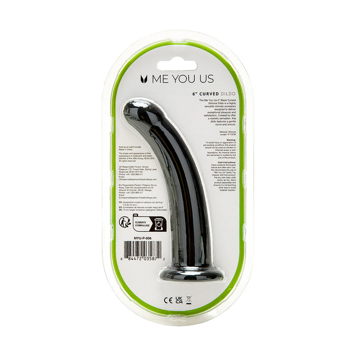 Me You Us 6 in. Curved Silicone Dildo Black