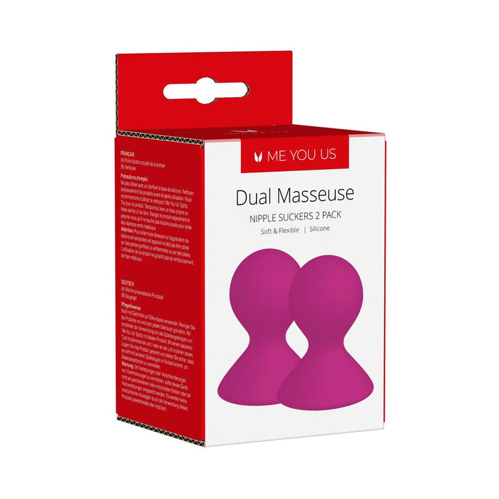 Me You Us Dual Masseuse Silicone Nipple Suckers 2-Pack Purple