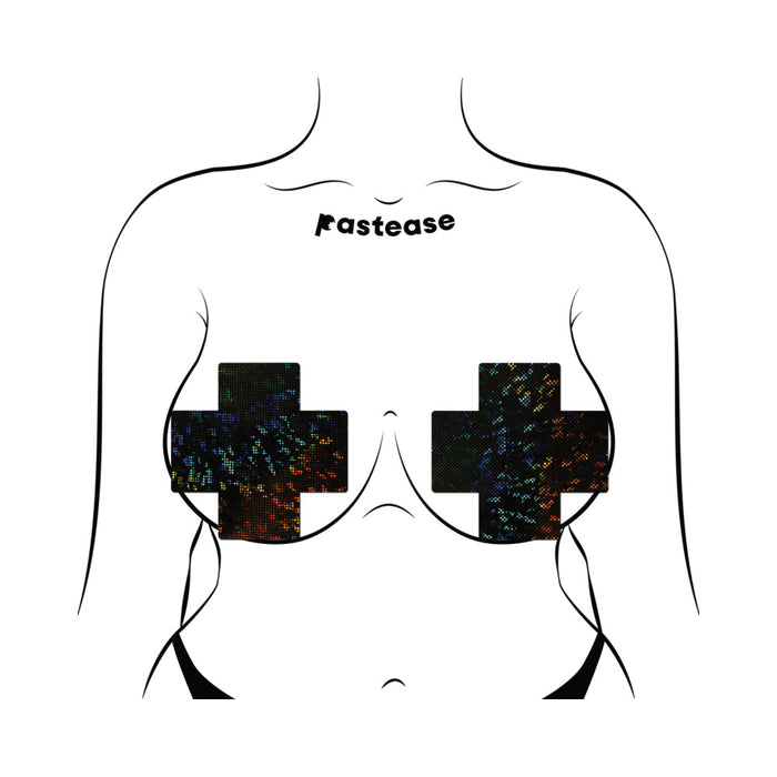 Pastease Plus X Black Disco Ball Full Breast Covers Support Tape