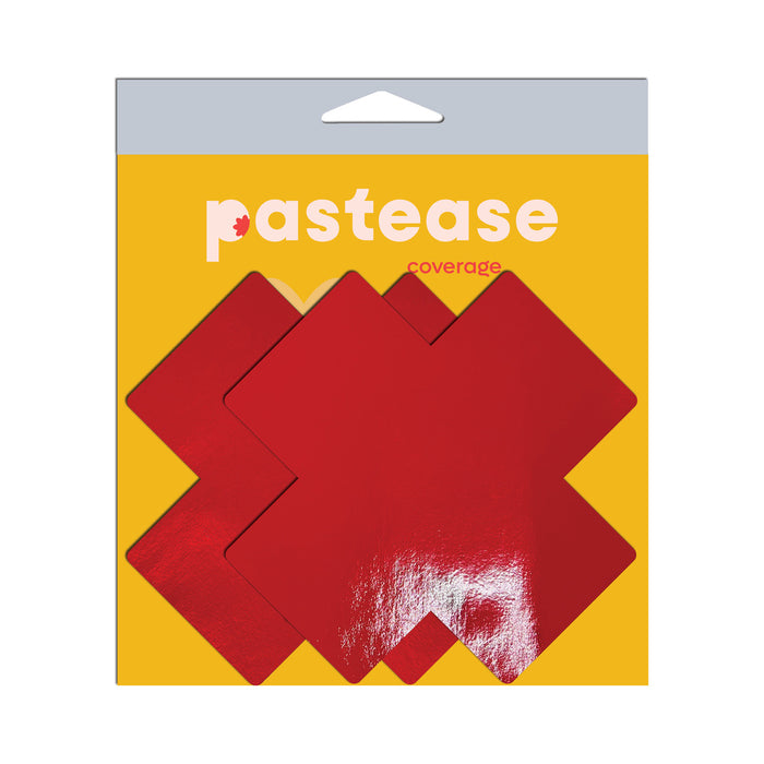 Pastease Faux Latex Pleather Vinyl Red Full Breast Covers Support Tape