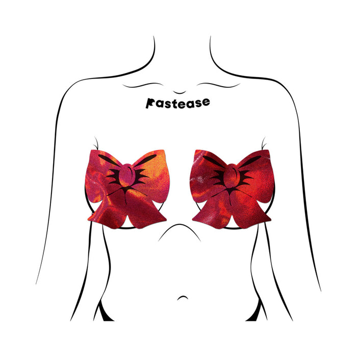 Pastease Bow Red Holographic Breast Covers Support Tape