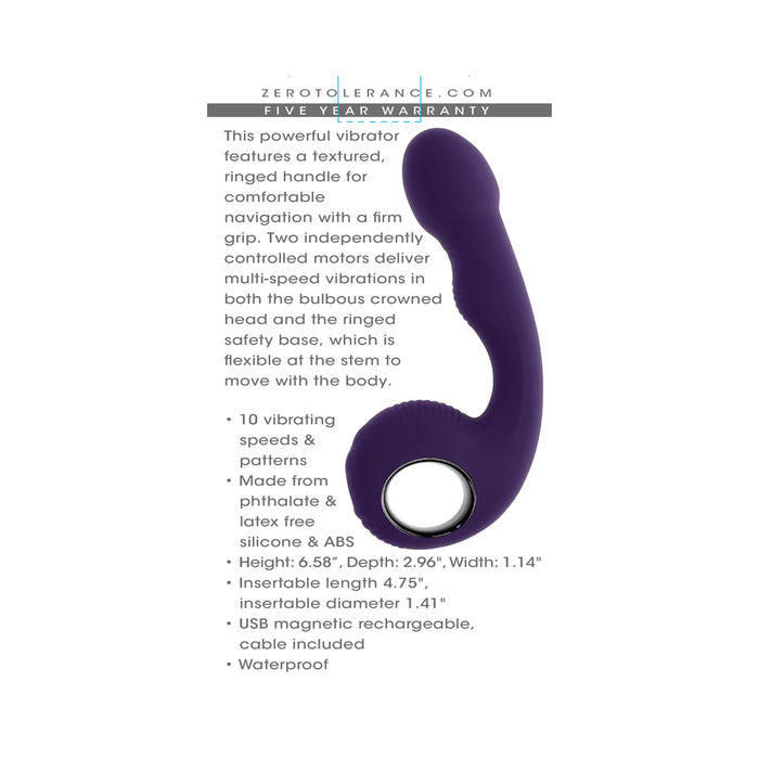 Zero Tolerance Rip Curl Rechargeable Silicone Vibrator Purple