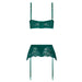 Magic Silk Evermore Bralette, Garter Skirt & Thong Set Emerald S/M