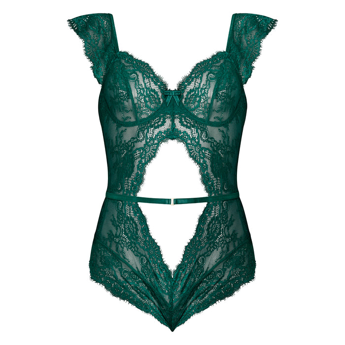 Magic Silk Evermore Cutout Romper Emerald Queen Size