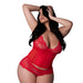 Magic Silk Sugar High Plunge Bustier & Boy Short Set Red Queen Size