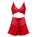 Magic Silk Sugar High Bralette, Cincher Skirt & Thong Set Red Queen Size