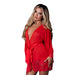 Magic Silk Sugar High 3/4 Sleeve Robe Red L/XL