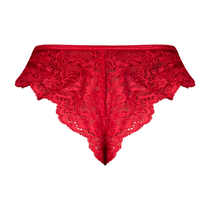 Magic Silk Sugar High Split Crotch Panty Red S/M
