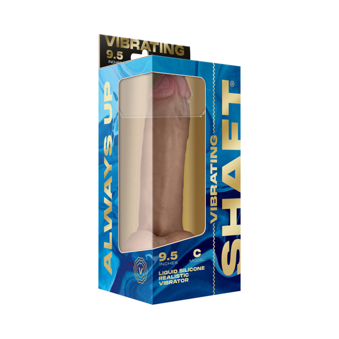 Shaft Vibrating Model C: 9.5 in. Dual Density Silicone Dildo Pine