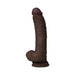 Shaft Vibrating Model C: 9.5 in. Dual Density Silicone Dildo Mahogany
