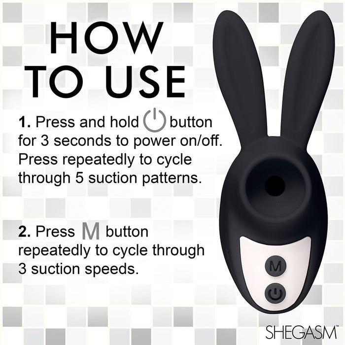 Shegasm Sucky Bunny Clit Stimulator Black