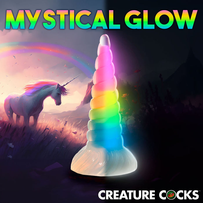 Creature Cocks Uni-Glow Glow-in-the-Dark Rainbow Silicone Dildo