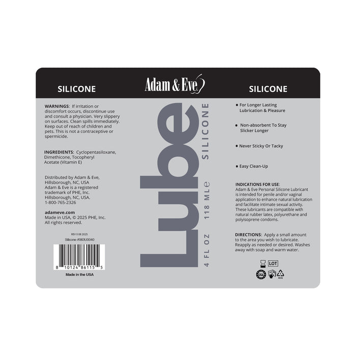 Adam & Eve Personal Silicone Lubricant 4 oz.