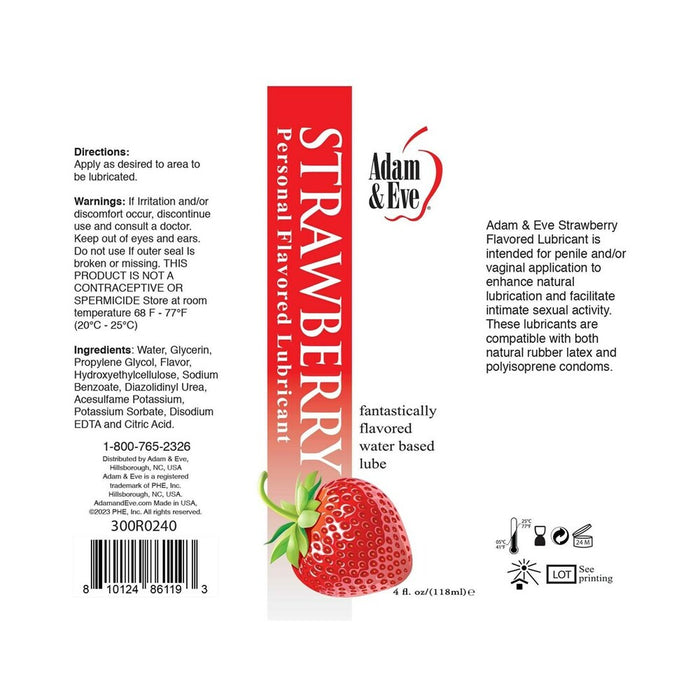 Adam & Eve Flavored Lubricant Strawberry 4 oz.