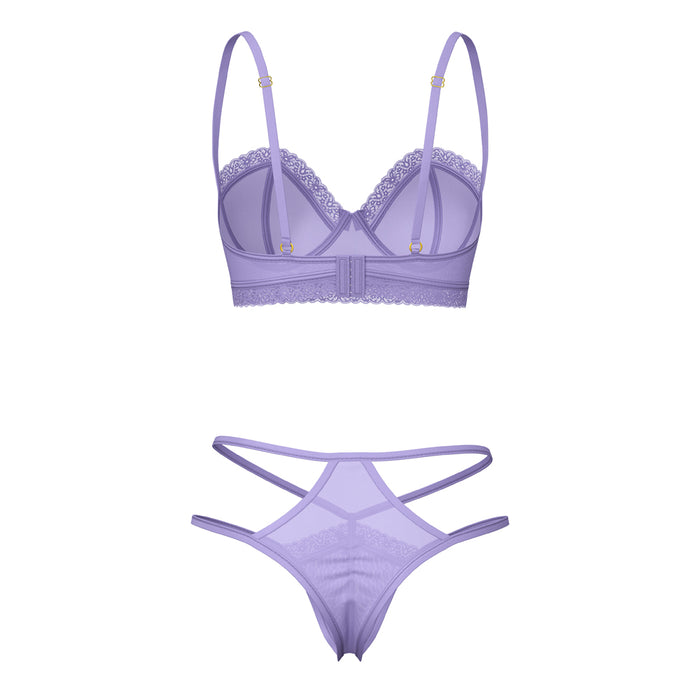 Magic Silk Sheer Passion Demi Bra & High Cut Tanga Very Peri L/XL