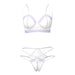 Magic Silk Sheer Passion Demi Bra & High Cut Tanga White/Lavender L/XL