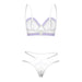 Magic Silk Sheer Passion Demi Bra & High Cut Tanga White/Lavender L/XL