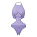 Magic Silk Sheer Passion Halter Teddy Very Peri Queen Size