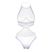 Magic Silk Sheer Passion Halter Teddy White/Lavender Queen Size