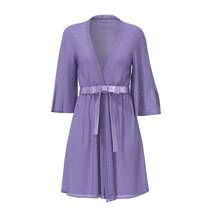 Magic Silk Sheer Passion Flutter Sleeve Robe Very Peri S/M