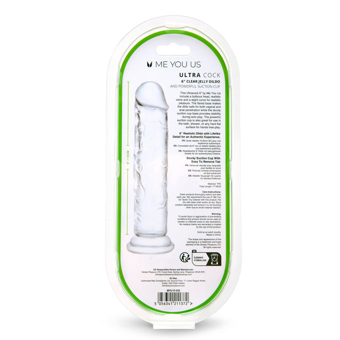 Me You Us Ultracock Clear Jelly 6 in. Dong
