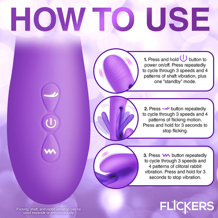 Flickers Tri-Flick Flicking Silicone Rabbit Vibrator