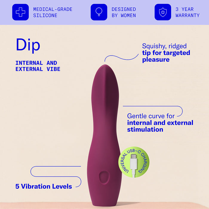 Dame Dip 2.0 Classic Vibrator Plum