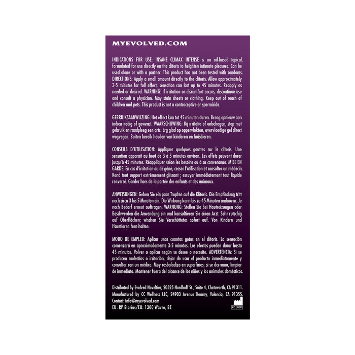 Evolved Insane Climax Intense Clitoral Stimulant 0.34 oz.
