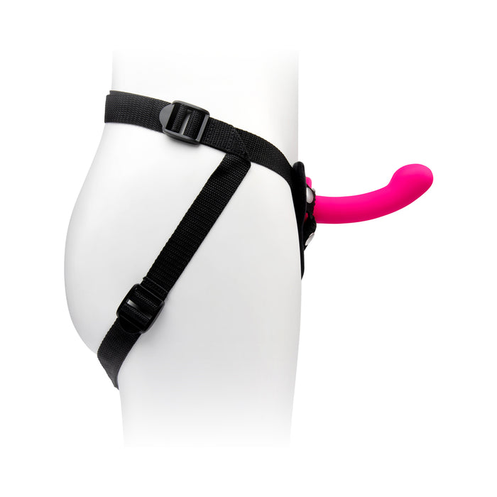 Together Pop 6 in. Silicone Dildo & Harness Set Pink