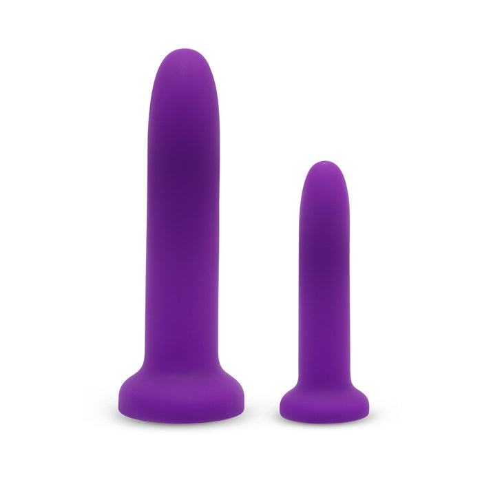 Together Duo 2-Piece 5 / 7 in. Silicone Dildo & Harness Set Purple