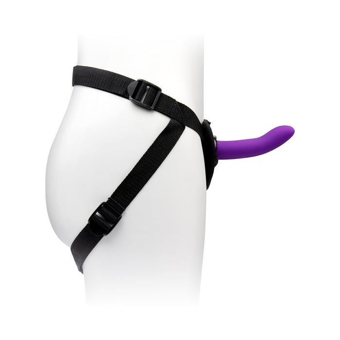 Together Duo 2-Piece 5 / 7 in. Silicone Dildo & Harness Set Purple