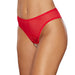 Allure Blushing High-Waisted Mesh Lace Ouverte Thong with Pearl String Red O/S