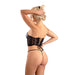 Fantasy Lingerie Leather Look and Lace Underwire Corset with Matching G-String Panty XL